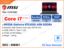 msi Thin 15 B13UC-1666MM Cosmos Gray (Intel Core i7-13620H, 16GB DDR4 3200MHz (8GBx2, up to 64GB), 512GB NVMe PCIe SSD (1 slot free), NVIDIA GeForce RTX3050 4GB GDDR6, Window 11, 15.6" FHD (1920x1080) IPS Level, Weight 1.86 Kg)