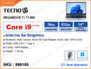 TECNO MEGABOOK T1 T14RA Moonshine Silver (Intel Core i9-13900HK, 16GB LPDDR4x 4267MHz, 512GB PCIe NVMe M.2  SSD, Window 11, 14'' WUXGA (1920x1200) IPS, Weight 1.39 Kg)
