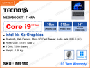 TECNO MEGABOOK T1 T14RA Moonshine Silver (Intel Core i9-13900HK, 16GB LPDDR4x 4267MHz, 512GB PCIe NVMe M.2  SSD, Window 11, 14'' WUXGA (1920x1200) IPS, Weight 1.39 Kg)