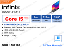 Infinix XBOOK 15 YL512 Silver (Intel Core i5-1334U, 8GB DDR4 3200MHz (not upgradeable), 512GB SSD, Window 11, 15.6" FHD (1920x1080) IPS, Weight 1.77 Kg)