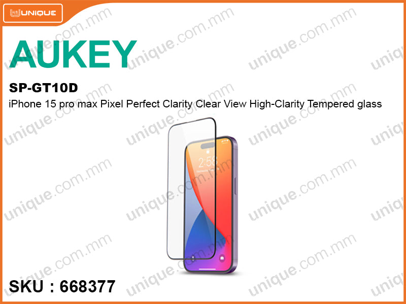 AUKEY SP-GT10D iPhone 15 pro max Pixel Perfect Clarity Clear View High-Clarity Tempered glass