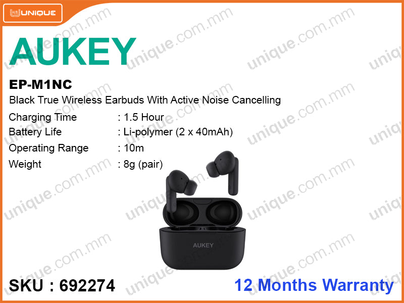 AUKEY EP-M1NC Black True Wireless Earbuds With Active Noise Cancelling