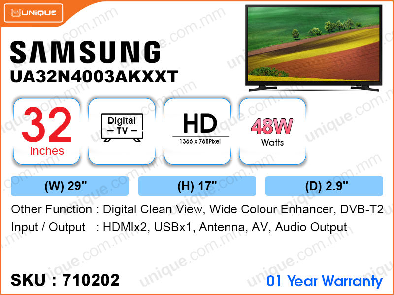SAMSUNG 32" LED TV UA32N4003AKXXT