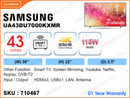 SAMSUNG 43" LED 4K Smart TV UA43DU7000KXMR