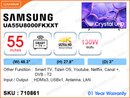 SAMSUNG 55” LED Crystal UHD 4K Smart TV UA55U8000FKXXT