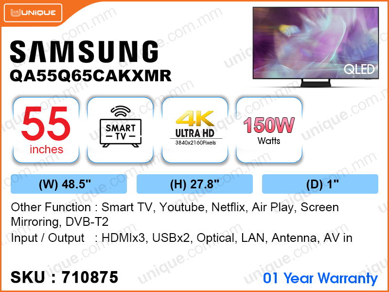 SAMSUNG 55" QLED 4K Smart TV QA55Q65CAKXMR