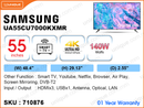 SAMSUNG 55” LED 4K Smart TV UA55CU7000KXMR