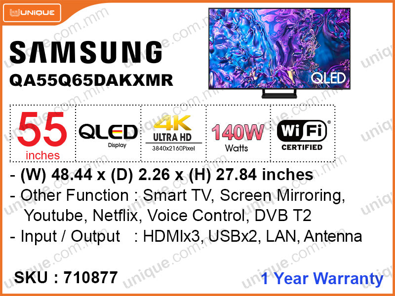 SAMSUNG 55" QLED 4K Smart TV QA55Q65DAKXMR