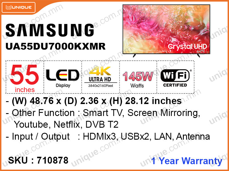 SAMSUNG 55" LED 4K Smart TV UA55DU7000KXMR