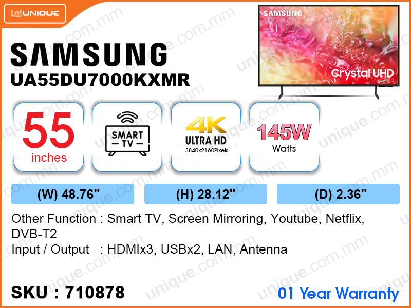 SAMSUNG 55" LED 4K Smart TV UA55DU7000KXMR