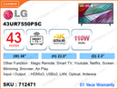 LG 43'' LED 4K Smart TV 43UR7550PSC