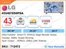 LG 43'' LED 4K Smart TV 43UQ7050PSA