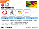 LG 43" NANO 4K UHD Smart TV 43NU855BPSA