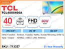 TCL 40" LED 2K Android TV TCL40S5400A