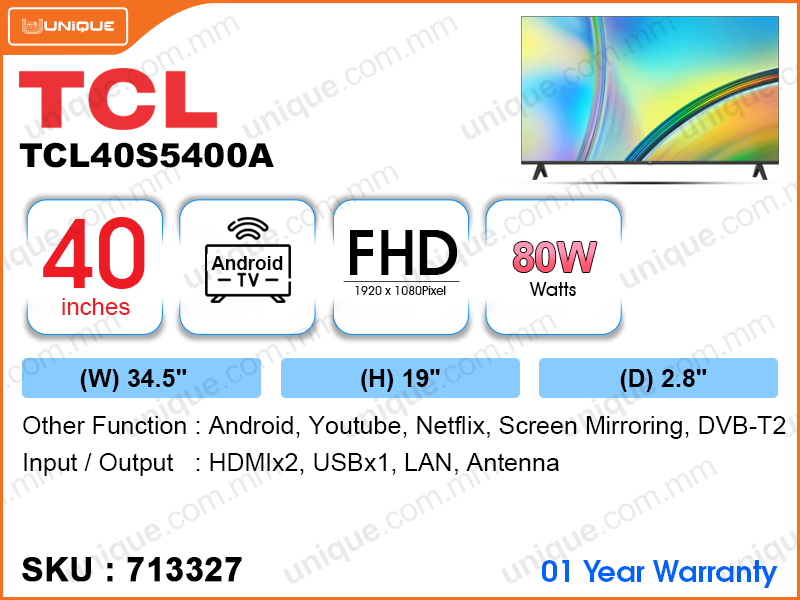 TCL 40" LED 2K Android TV TCL40S5400A