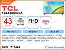 TCL 43" LED 2K Android TV TCL43S5400A