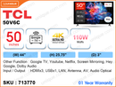 TCL 50'' LED 4K Google TV TCL50V6C