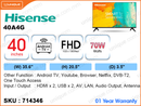 Hisense 40'' LED FHD Android TV 40A4G