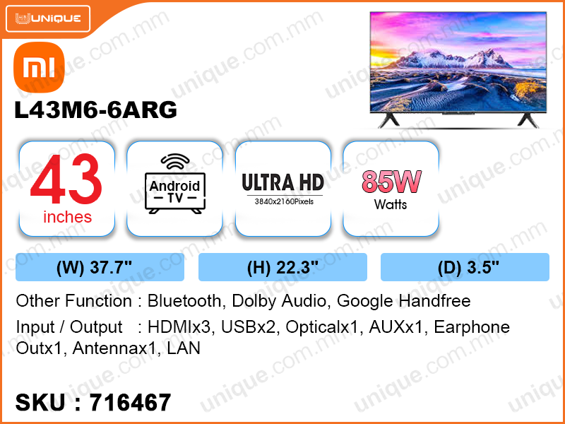 Mi P1 43" L43M6-6ARG 4K Android TV (Global)