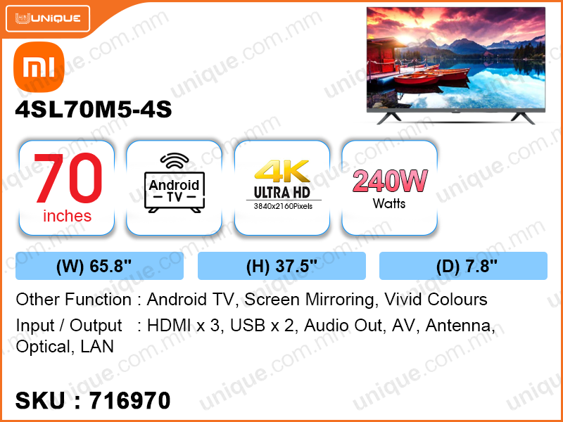Mi TV 4S L70M5-4S 70" 4K Android LED TV