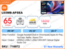 Xiaomi A Pro 65" 4K QLED Google TV L65MB-APSEA