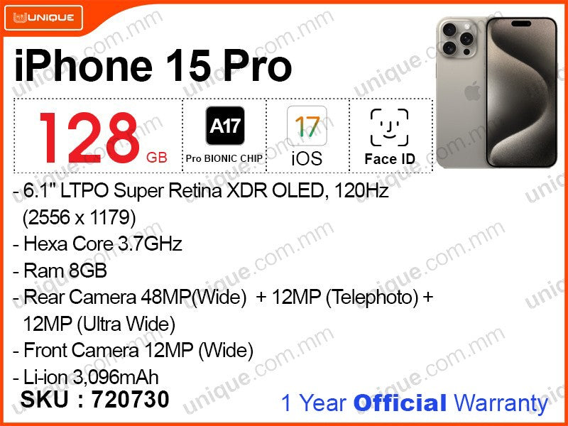 iPhone 15 Pro 128GB (Official)