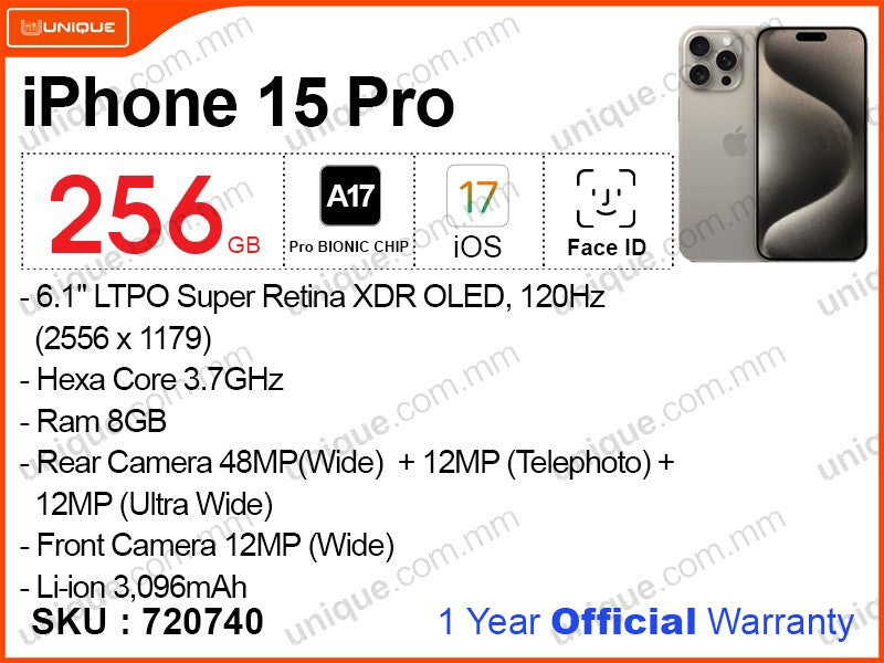 iPhone 15 Pro 256GB (Official)
