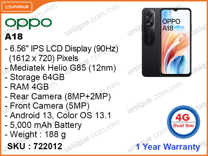 OPPO A18 4GB, 64GB