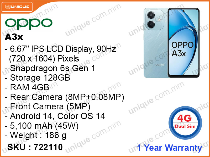 OPPO A3x 4GB, 128GB