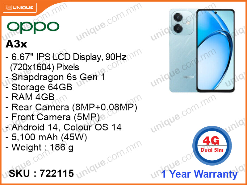 OPPO A3X 4GB, 64GB