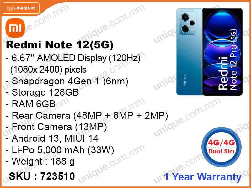 Redmi Note 12 5G 6GB, 128GB
