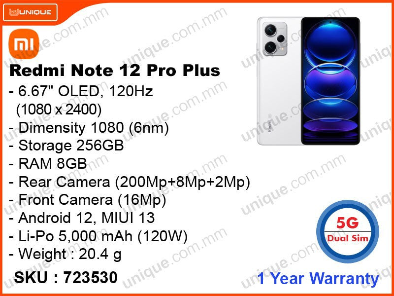 Redmi Note 12 Pro Plus 5G 8GB, 256GB