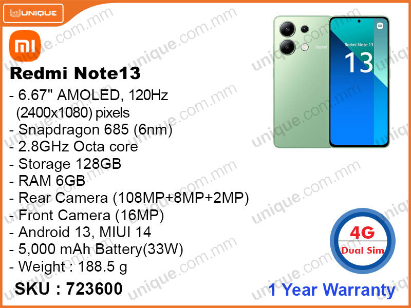 Redmi Note 13 6GB, 128GB