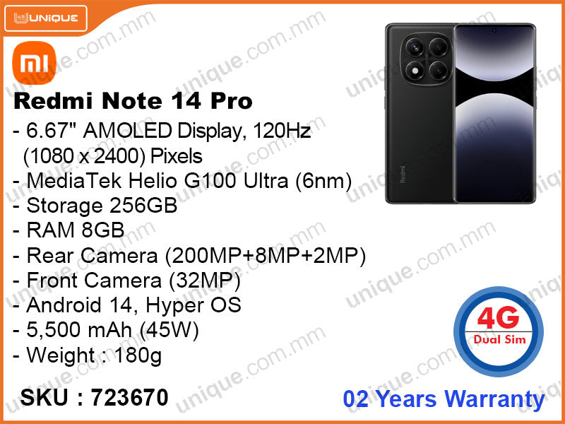 Redmi Note 14 Pro 4G 8GB, 256GB