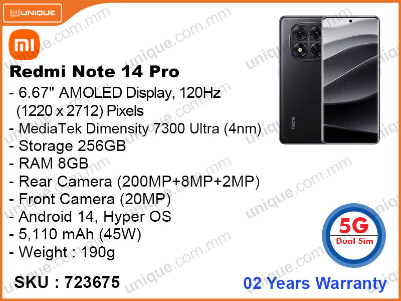 Redmi Note 14 Pro 5G 8GB, 256GB