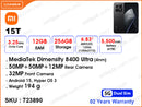 Xiaomi 15T 5G 12GB, 256GB