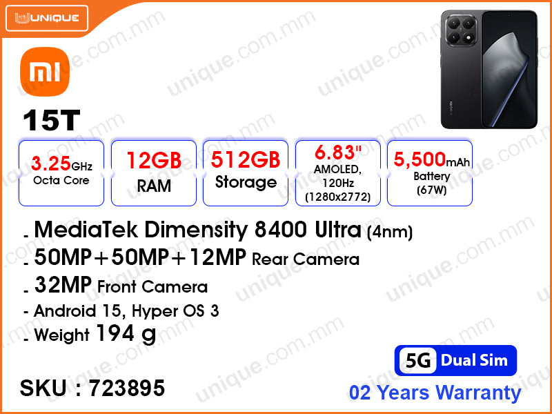 Xiaomi 15T 5G 12GB, 512GB