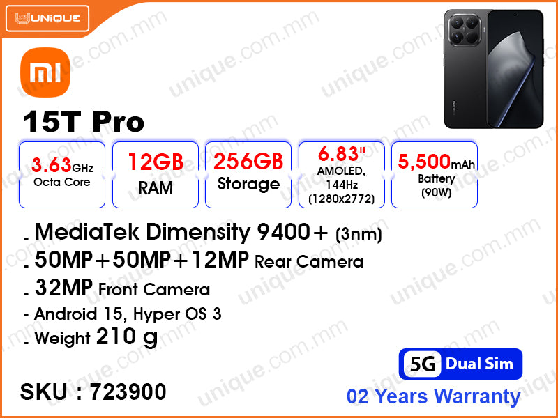 Xiaomi 15T Pro 5G 12GB, 256GB Black