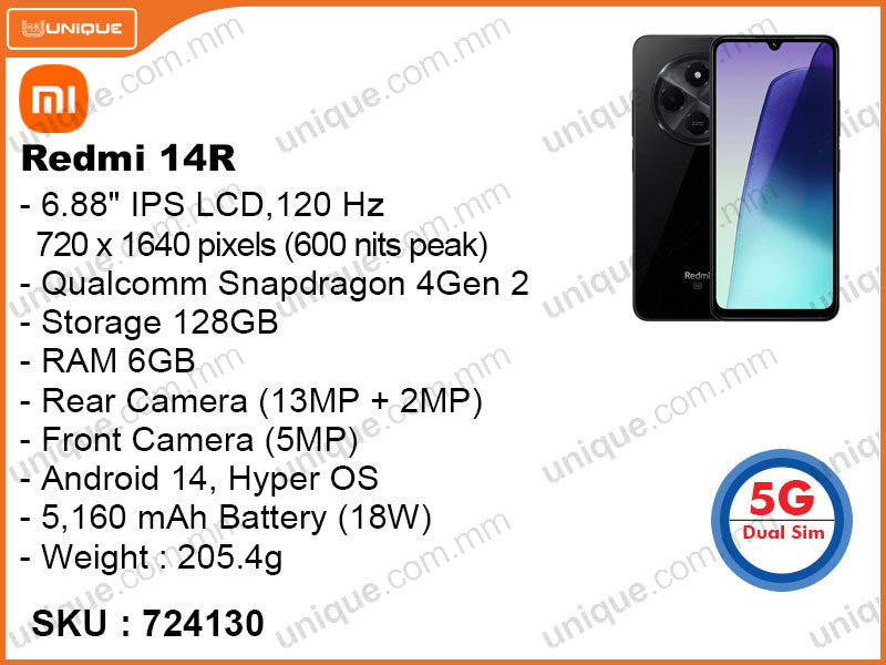 Redmi 14R 5G 6GB,128GB (Without Warranty)