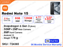 Redmi Note 15 5G 8GB, 128GB (06 Months Service Warranty)
