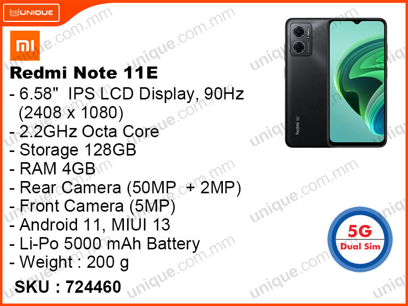 Redmi Note 11E 5G 4GB, 128GB (Without Warranty)