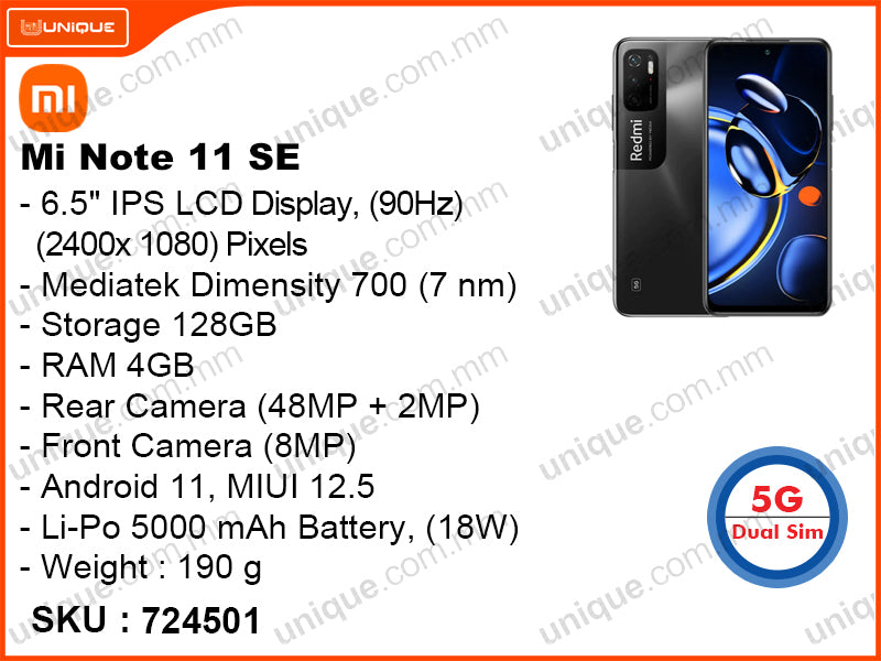 Redmi Note 11 SE 5G 4GB, 128GB (Without Warranty)