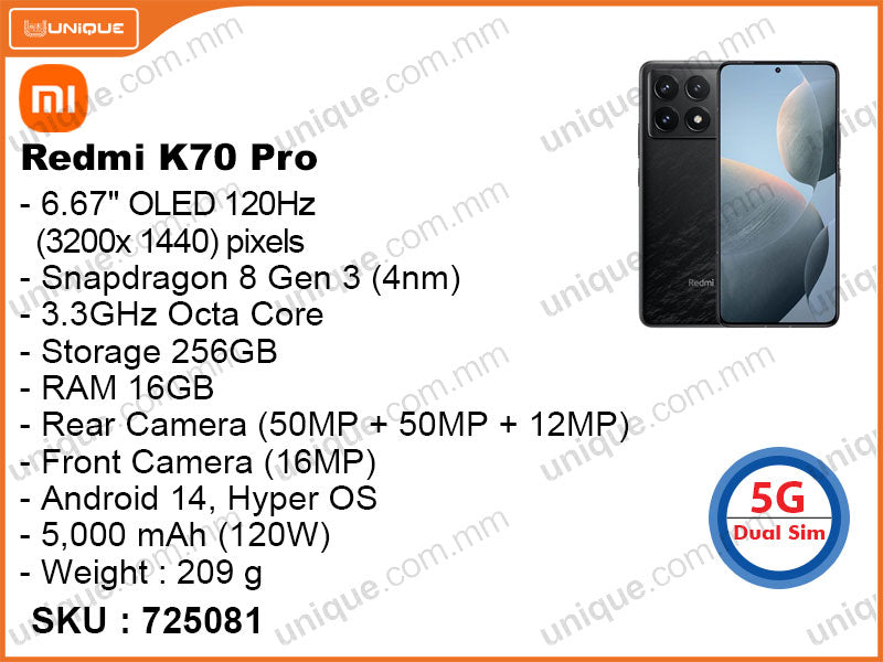 Redmi K70 Pro 5G 16GB, 256GB (Without Warranty)