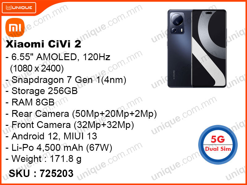 Xiaomi Civi 2 5G 8GB, 256GB (Without Warranty)