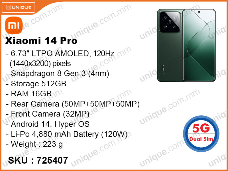 Xiaomi 14 Pro 5G 16GB, 512GB (Without Warranty)