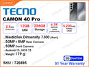 TECNO CAMON 40 Pro 5G CM7 5G 12GB, 256GB