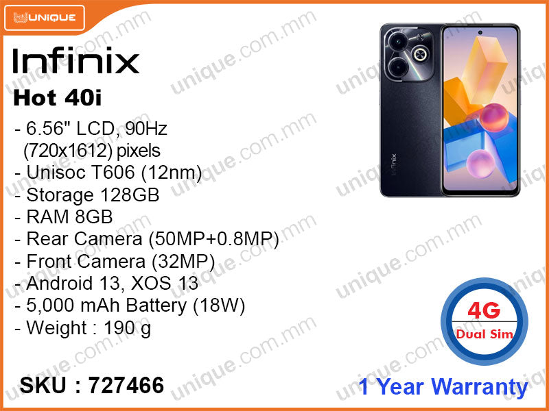 Infinix HOT 40i 8GB, 128GB – unique.com.mm