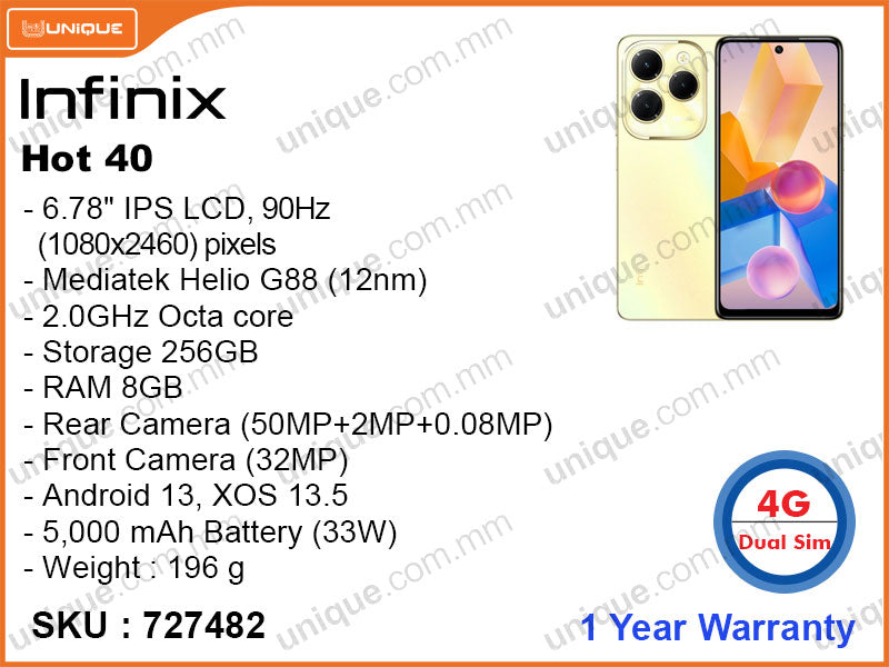 Infinix HOT 40 8GB, 256GB