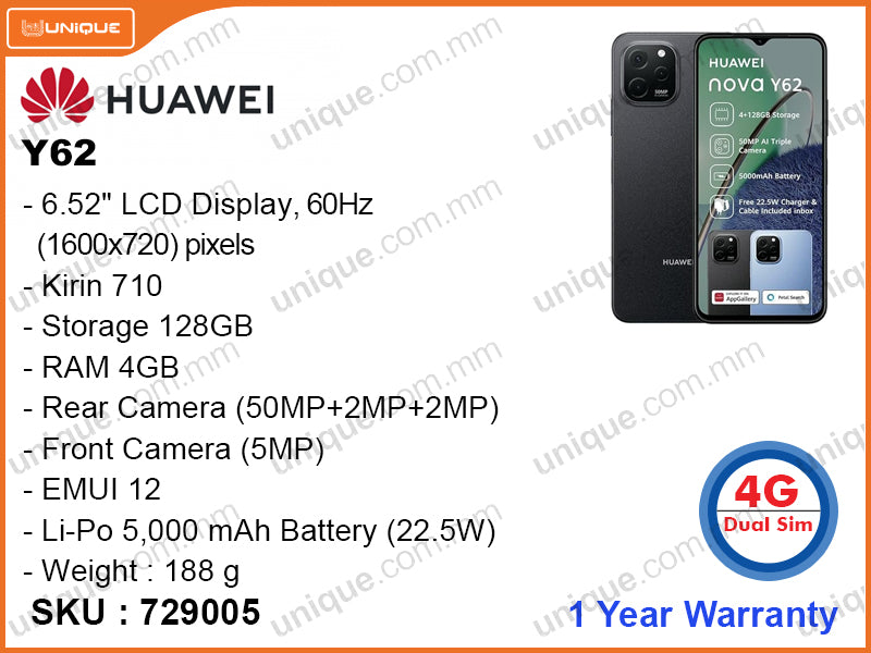 HUAWEI Nova Y62 4GB, 128GB