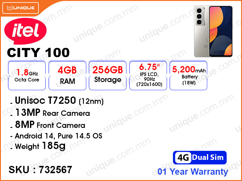 itel CITY 100 C671L 4GB, 256GB